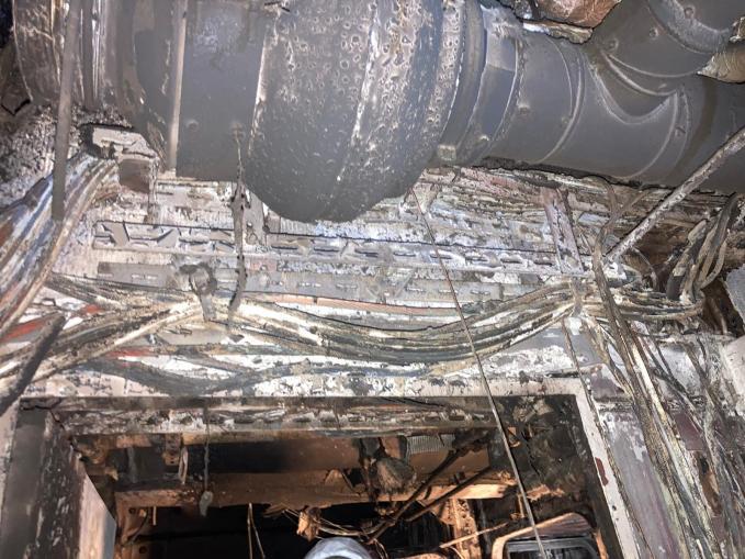 Fire-damaged cable routes and heat-affected cabling