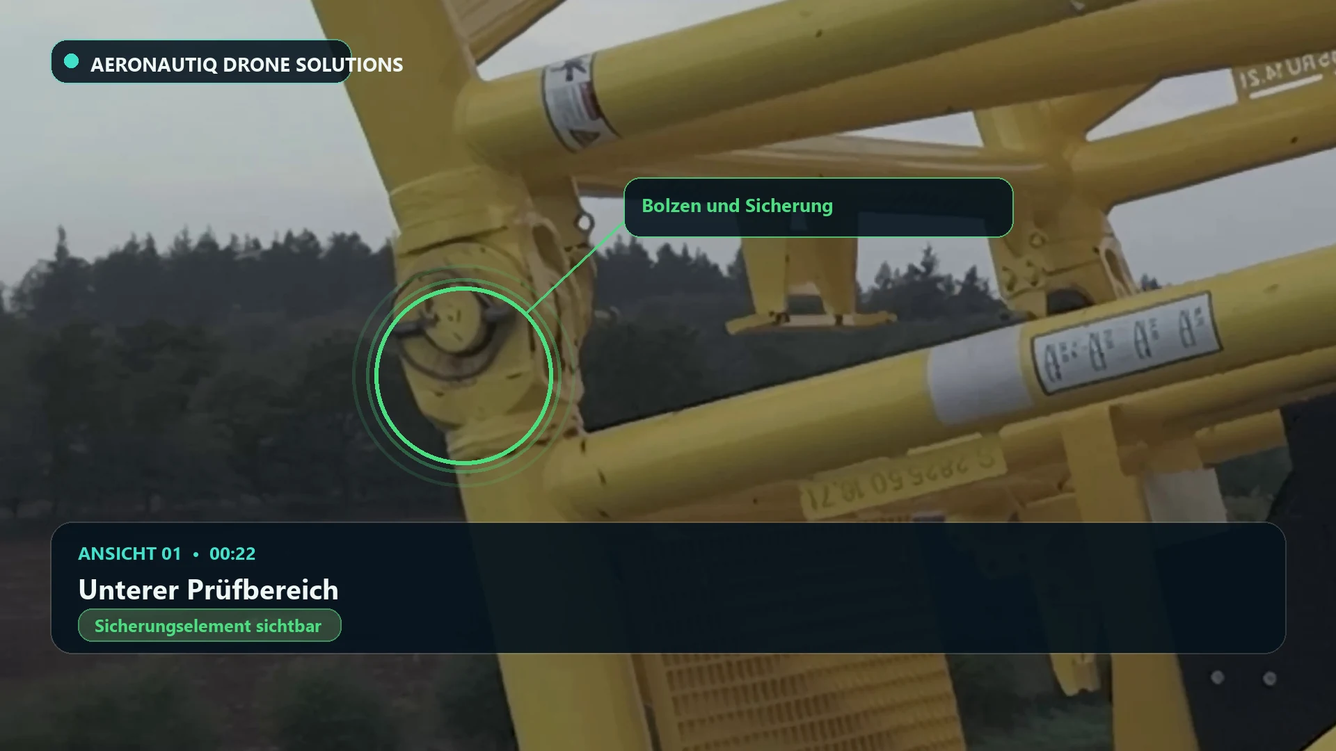 Unterer Prüfbereich. Markiertes Bolzenende bei 00:22.