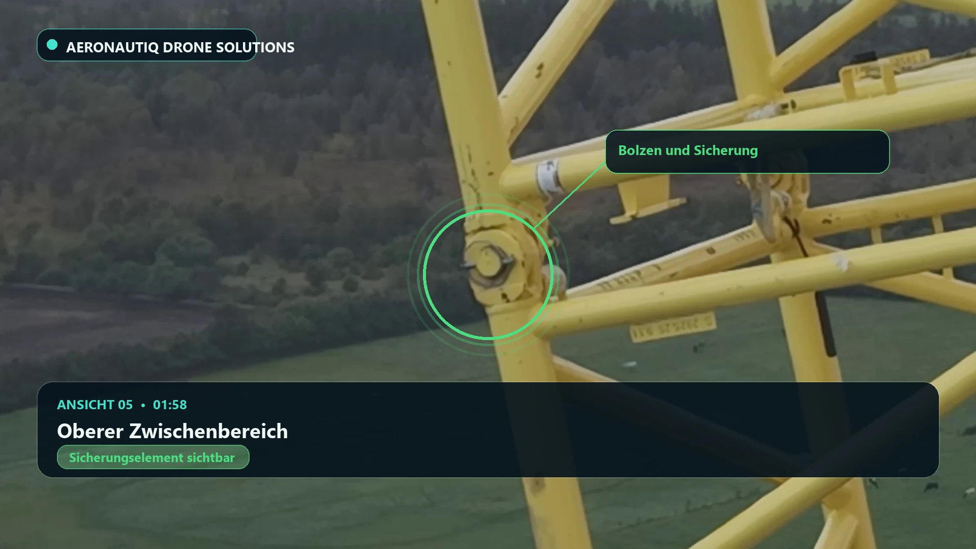 Oberer Zwischenbereich. Markiertes Bolzenende bei 01:58.