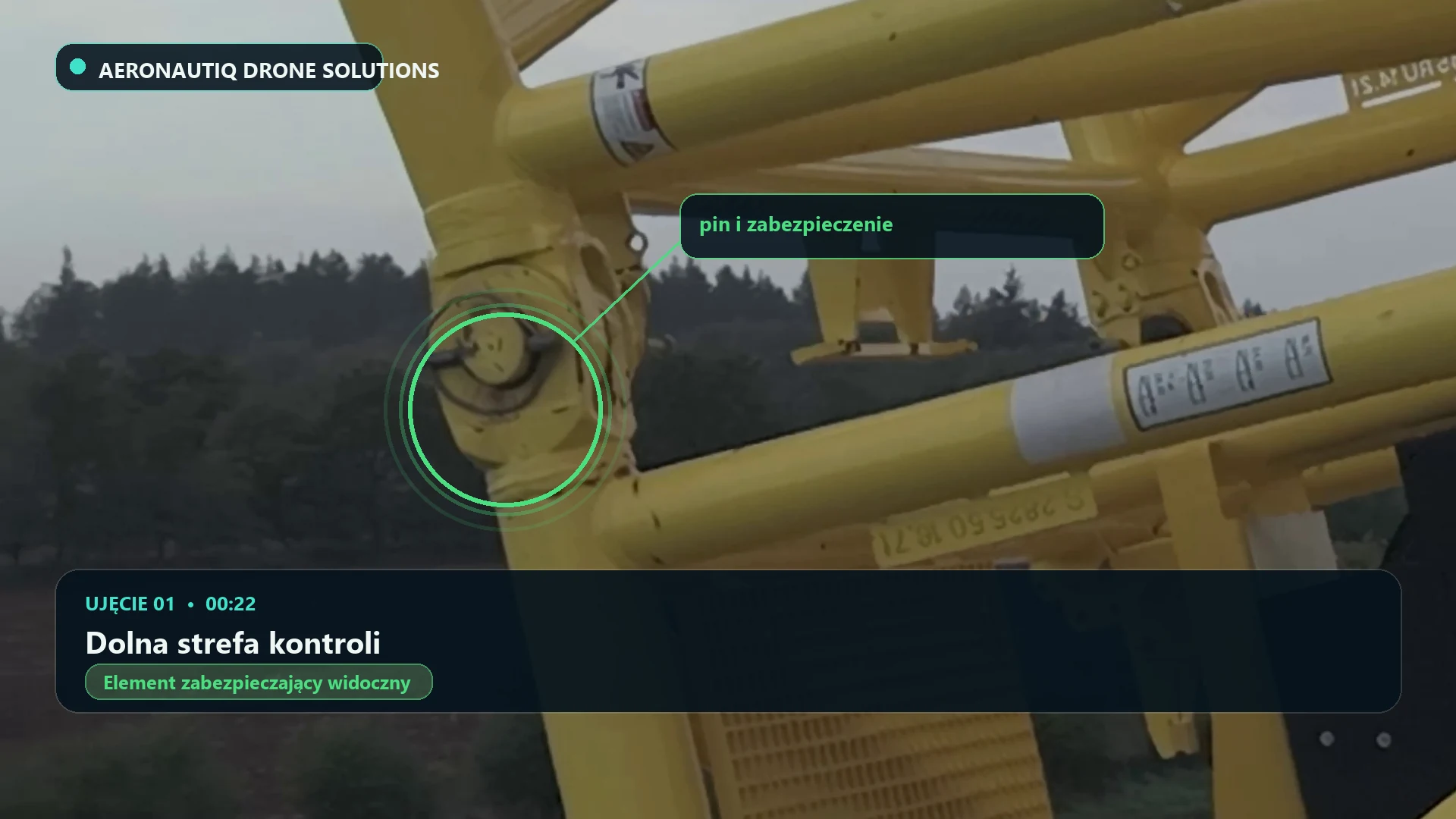 Dolna strefa kontroli. Zaznaczone zakończenie pinu, czas 00:22.