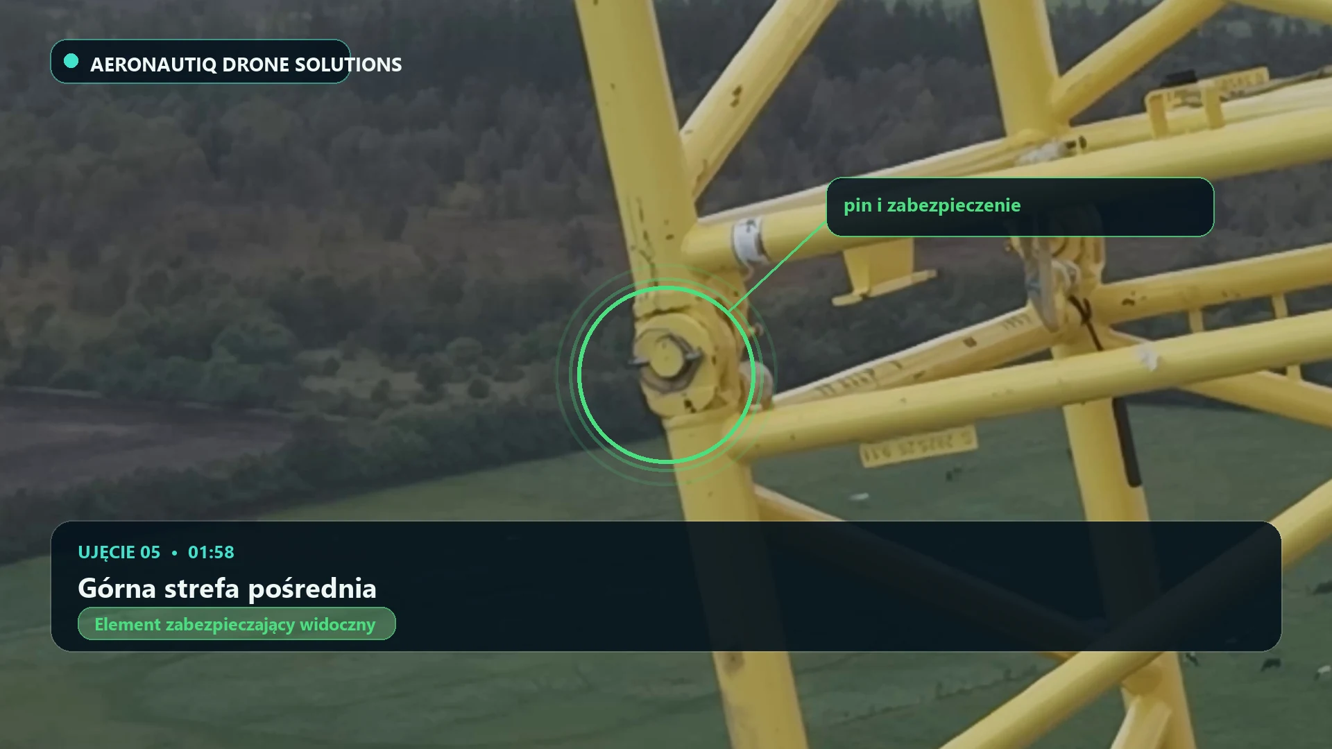 Górna strefa pośrednia. Zaznaczone zakończenie pinu, czas 01:58.