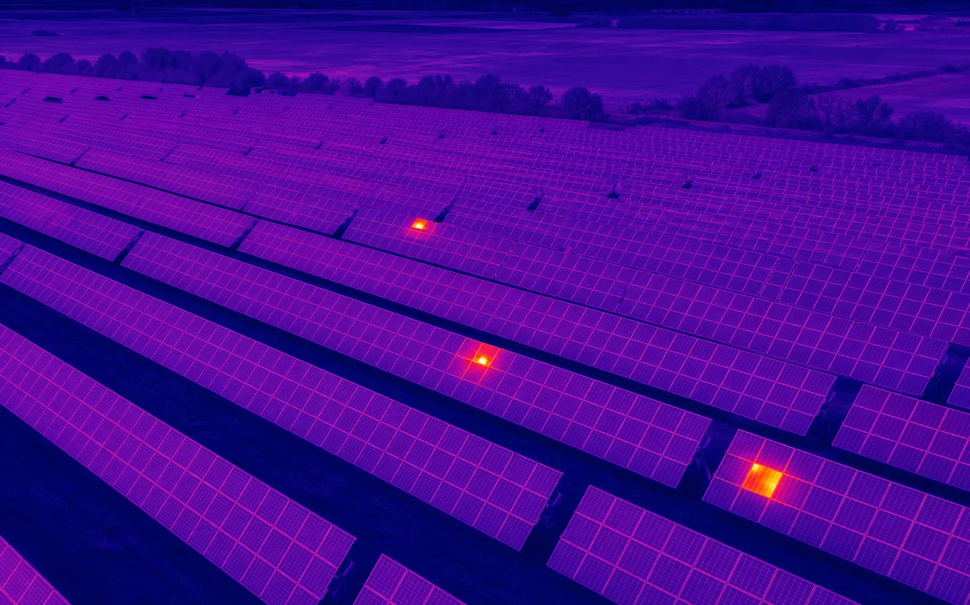 Demonstration thermal view of a solar PV installation